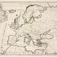 1700-luvun Euroopan kartta ääriviivoilla tehtynä