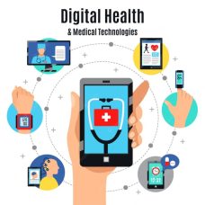 Graphical image of digital health devises.