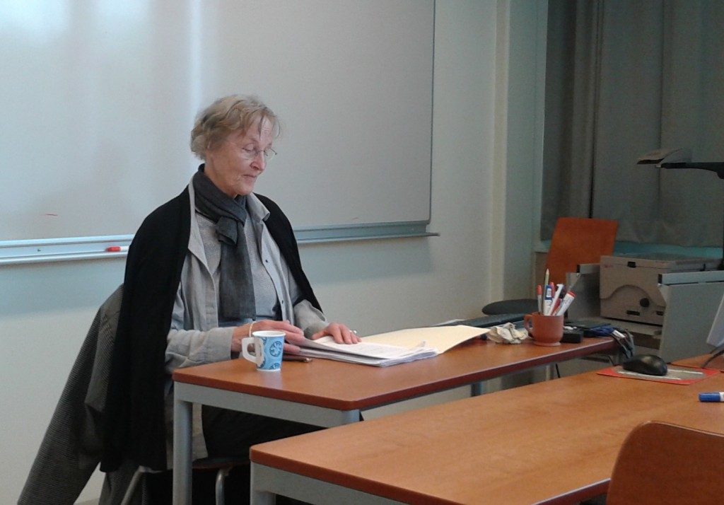 Lilli Alanen (Uppsala) esitelmöi otsikolla/delivered a presentation "Affectivity and Cognitive Perfection in Spinoza's Moral Psychology"
