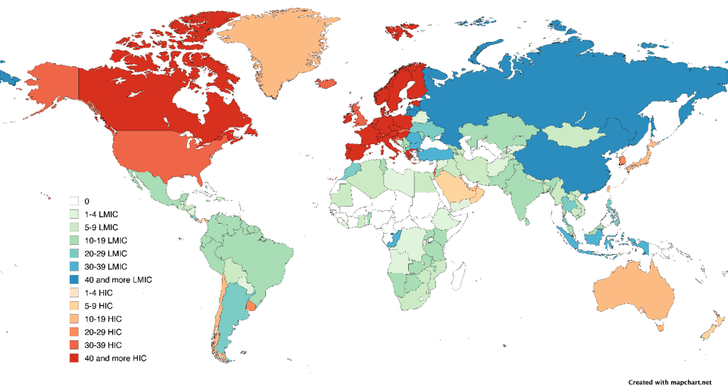 World map, description in the text above