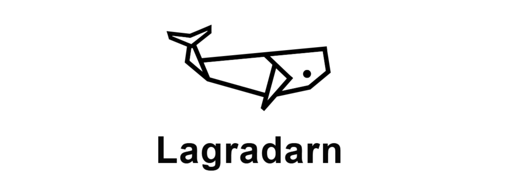 Vit bakgrund med Lagradarns val-logotyp samt text: Lagradarn.