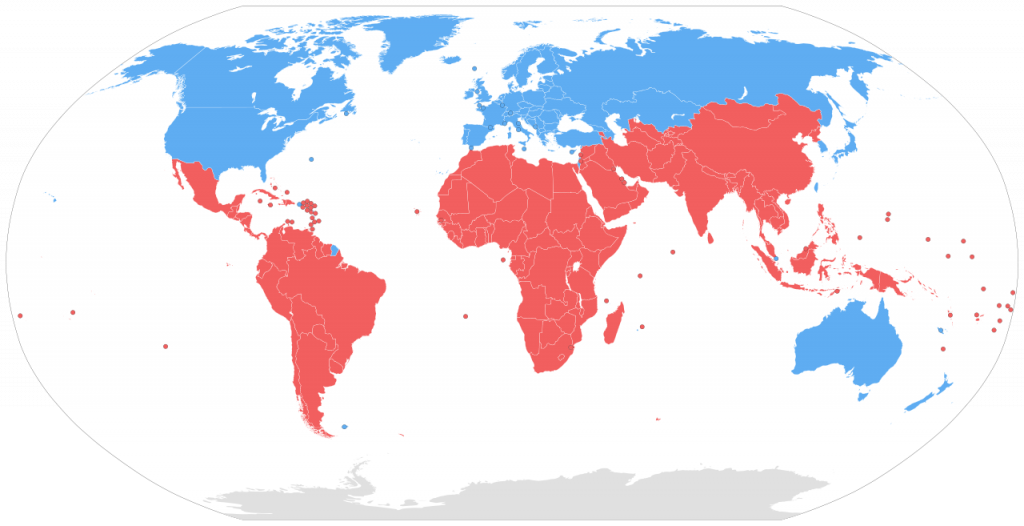 Figure2. A traditional definition of Global North-South division.