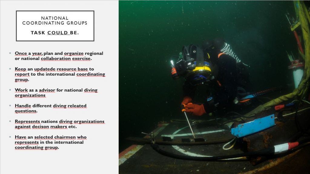 A person in diving gear underwater in rescue operation.