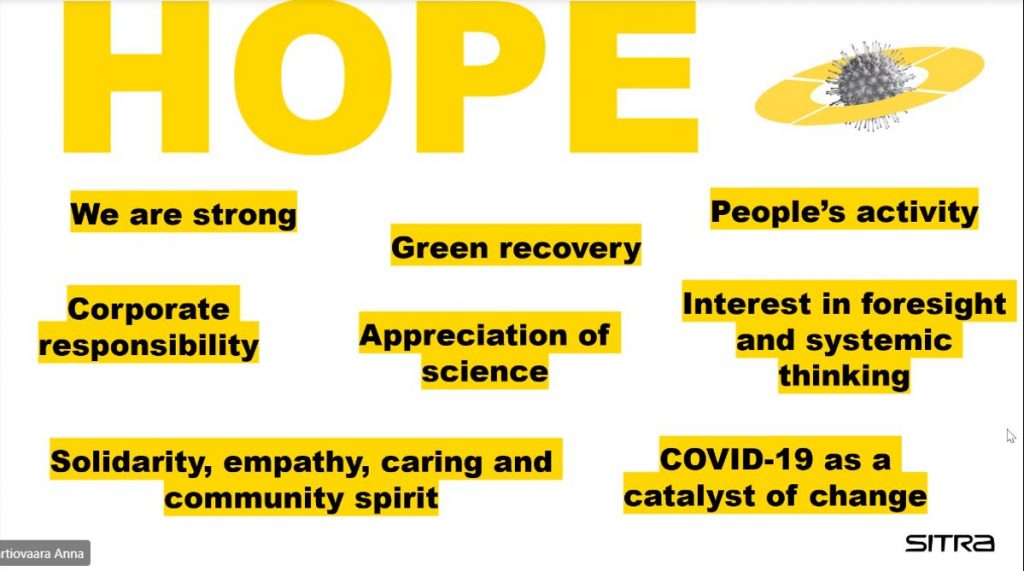 A slide with a list of different items that enhance hope .