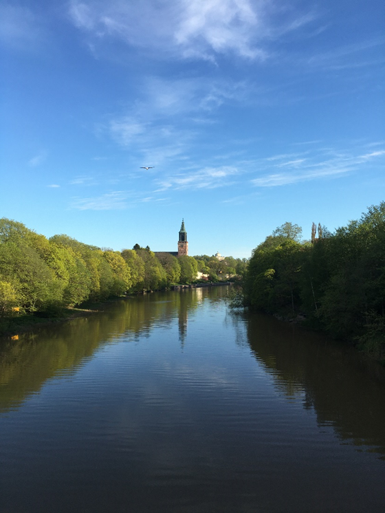 A view of the famous church in Turku during the spring