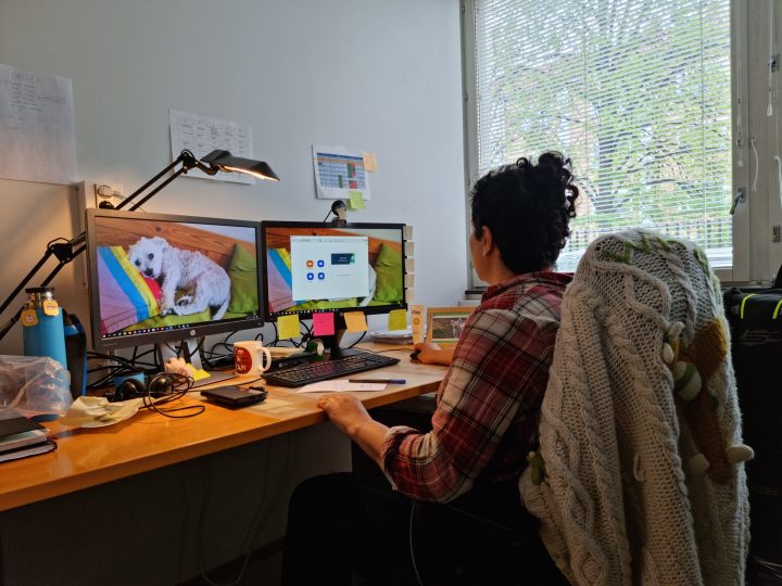 Elmira Jahanshah Rad working on a computer