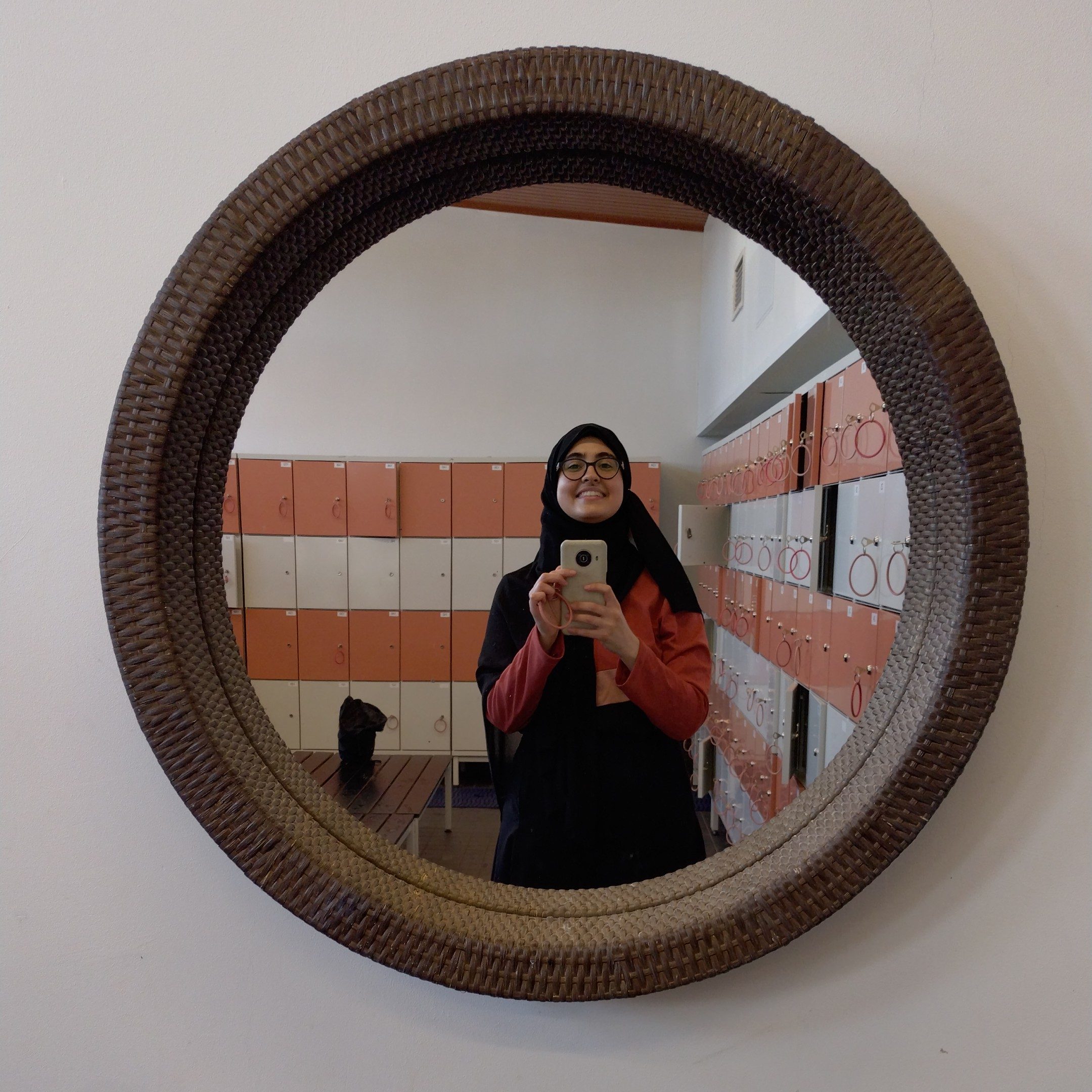a selfie in a mirror in a changing room of a waterpark in turku 