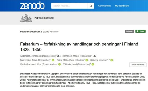 Falsarium-tietokannan sivu CERN:n ylläpitämässä tutkimusarkisto Zenodossa.