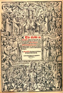 The Great Bible, kansilehti. Kuva: Wikimedia Commons.
