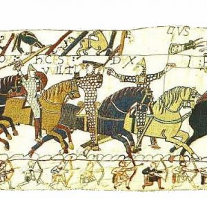 Yksityiskohta Haistingsin taistelusta Bayeux'n seinävaatteesta. 