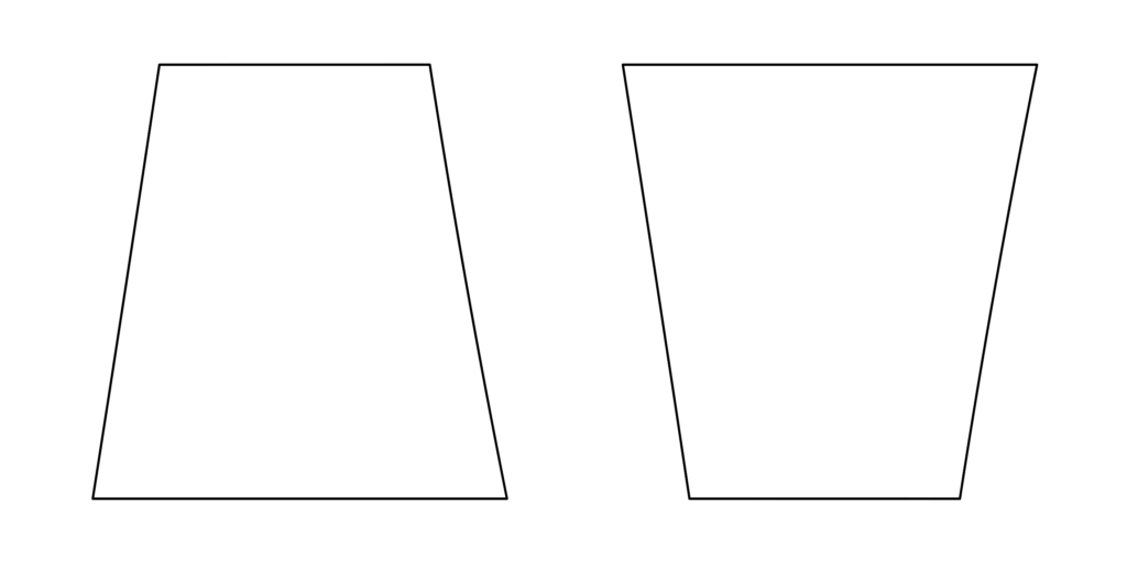 Two trapezoids used to illustrate keystone effect.