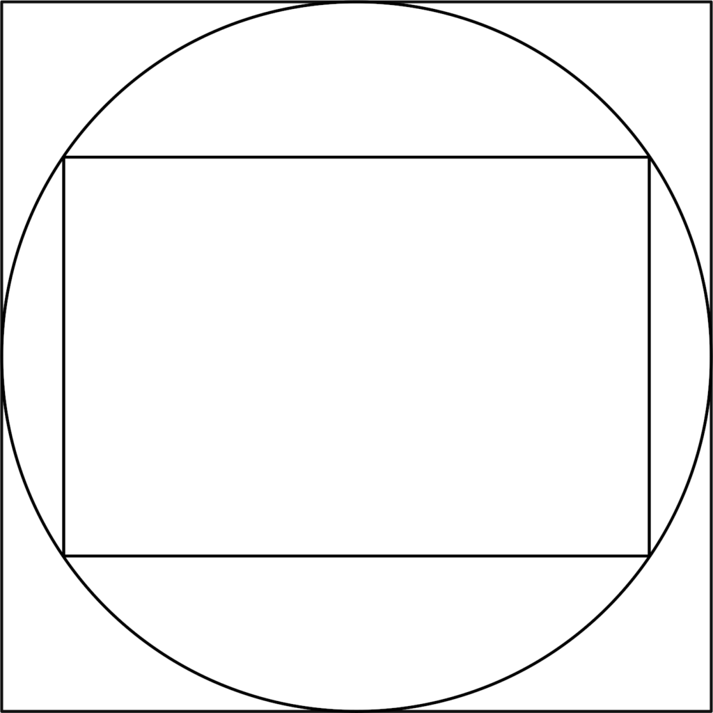 A square, a circle within the square and a rectangle withing the circle.